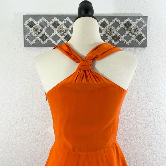 Greylin Silk Dress MAGGIE Faux Wrap Orange, Size S - Picture 8 of 12